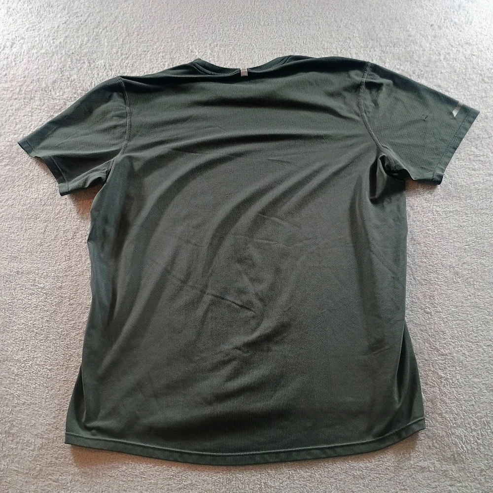 Nike Mens Dri-FIT Running Shirt Olive Green Medium Breathable Mesh Tee